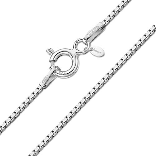 Amberta Männer und Frauen Halskette Kette aus 925 Sterlingsilber: 0.8 mm Venezianierkette - 55 cm