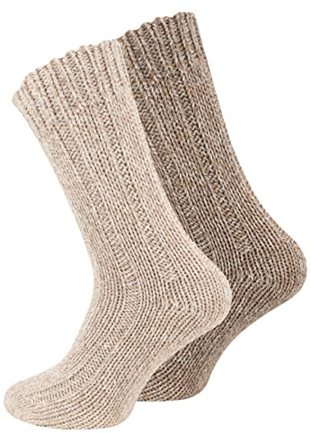2 paia di calzini norvegesi (calze di lana), lavorate a maglia,per uomo e donna beige 43-46