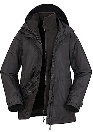 Mountain Warehouse Fell Veste 3 En 1 Pour Femme - Veste Imperméable Et Polaire Microfleece, Parka Légère Et Déperlante À Capuche Pour Femme Noir 46