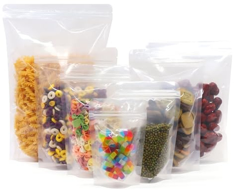 SumDirect 100 pezzi sacchetti richiudibili con chiusura lampo stand up imballaggio per snack alimenti Tè e Etc (9 x 14 cm)