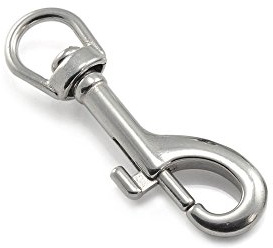 2er Set - Robuster Karabinerhaken S aus rostfreiem Stahl mit Drehgelenk für Hundeleinen/Paracord/Schlüsselanhänger u.v.m. - Marke Ganzoo