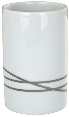 WENKO 20014100 - Noa, Bicchiere portaspazzolini da Denti in Ceramica, 10,5 x 7 x 9 cm, Colore: Bianco