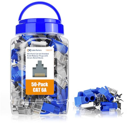 Cable Matters Conectores Modulares RJ45 Apantallados Cat6A, Pack de 50