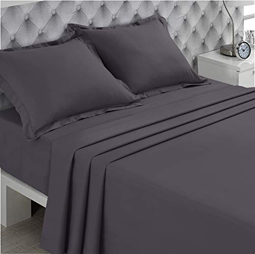 VISION - Bettlaken - 100% Baumwolle - Farbe: Anthrazit - 270 x 300 cm - Doppelbett - Natürliche Fasern - Dichte Webart - Weiches und atmungsaktives Gewebe - Oeko-Tex Zertifiziert