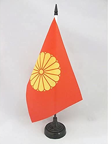 AZ FLAG Imperial Japan Table Flag 21x14 cm 100D Polyester Plastic Base | Indoor use Imperial Japanese 6x8 in desk flag stitched finish with reinforced edges with plastic pole