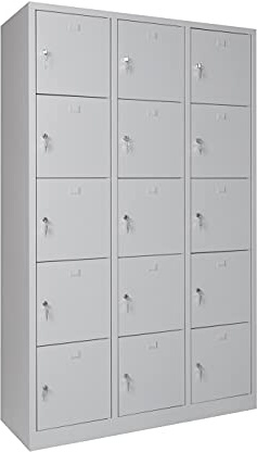 furni24 Schließfachschrank Schließfach Wertfachschrank Personalschrank Wertfach Spind 190 cm x 120 cm x 45 cm grau RAL 7035 **fertig montiert** Verschiedene Ausführungen