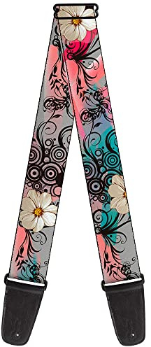 Gitarrengurt Blumen Filigree Pink 5,1 cm breit