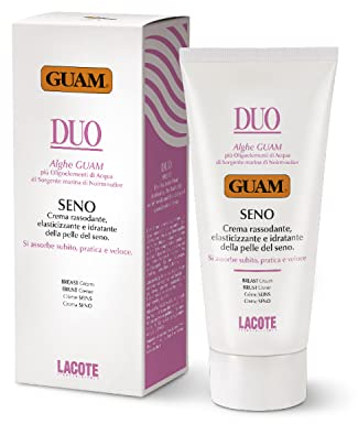 Guam, Duo Brustcreme, Straffende, Elastifizierende und Feuchtigkeitsspendende Creme für die Haut der Brüste, Spendet Sofort wieder Feuchtigkeit, Praktisch und Schnell, Made in Italy, 150 ml Packung