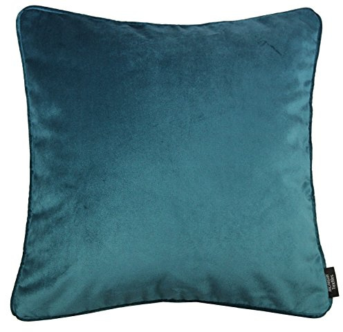 McAlister Textiles Matt Velvet Piped Cushion Covers - Teal Blue 43x43 Cm - 17x17 Inches - Plush Decorative Throw Pillows Machine Washable & Fade Resistant