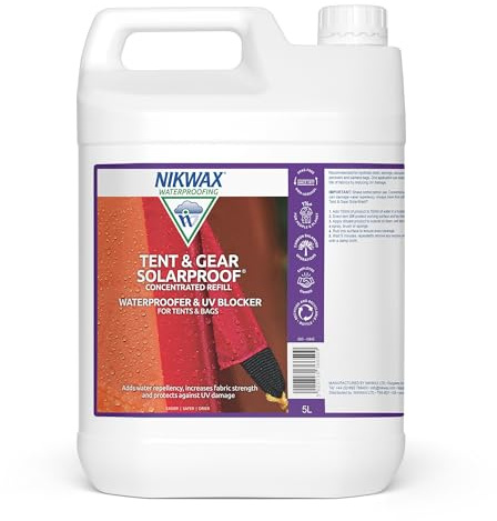 Nikwax TENT & GEAR SOLARPROOF Concentrated Waterproofer & UV Blocker for Tents, Bags & Outdoor Covers - Adds Water Repellency, Increases Fabric Strength, Protects Against UV damage