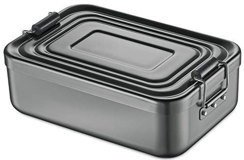 Küchenprofi Lunchbox Groß aus Aluminium in der Farbe Anthrazit, Maße: 23cm x 15cm x 7cm, 10 0147 13 23 | eloxiertes Aluminium, verstellbarer Unterteiler, Silikondichtung, Brotdose, für Büro und Schule, auslaufsicher