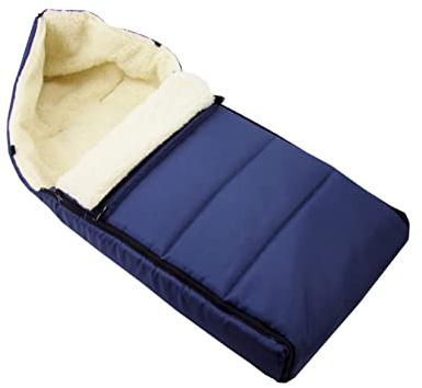 BAMBINIWELT universaler Winterfußsack (90cm), auch geeignet für Babyschale, Kinderwagen, Buggy, aus Wolle UNI liniert MARINEBLAU