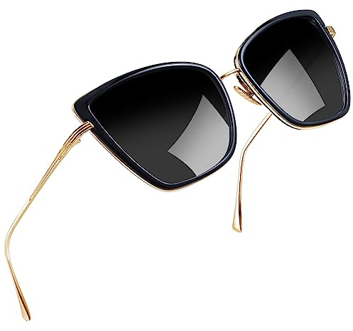 Joopin Übergroße Sonnenbrille Damen Katzenauge Große Cat-eye-Brille UV400 | Oversize XXL, Unpolarisierte, Nicht für kleine Gesichter geeignet, Metallrahmen, Cosplay, Party, Fahren, Einkaufen, Reisen