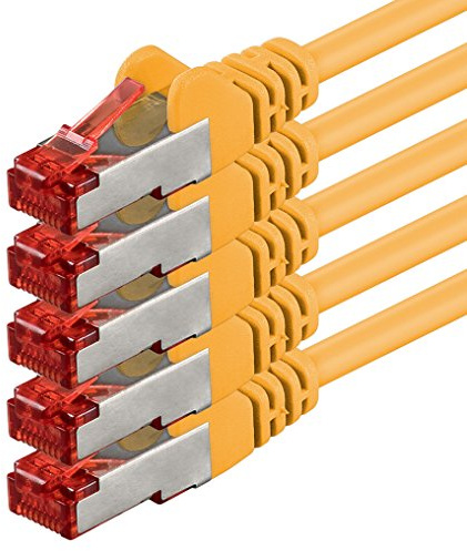 1aTTack.de 5x 1m - Cat 6 network cable patch cable Cat6 RJ45 SFTP - yellow