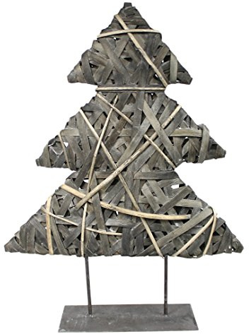 LaLu Design Deko Tanne Weihnachtsbaum aus Korb-Geflecht auf Metall Ständer, klein, 50cm