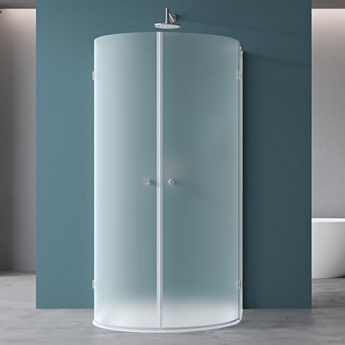 Mai & Mai Duschkabine U Form Dusche halbkreis Duschkabine 100x100cm 6mm ESG-Sicherheitsglas mit Easy-Clean Nano-Beschichtung Satiniert R03k