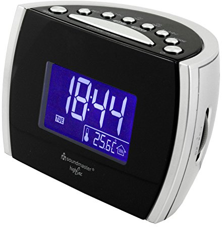 Soundmaster UR108 Uhrenradio mit Dualalarm/Temperaturanzeige/Dimmer/Aux-IN