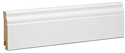 KGM Sockelleiste Hamburger Profil MDF - Weiß, 2400 x 19 x 80 mm, 1 Stück | Fußleiste, foliert, RAL9016, für PVC, Vinyl, Laminat, Parkett, Clip-, Schraub- oder Klebemontage, PEFC-zertifiziert