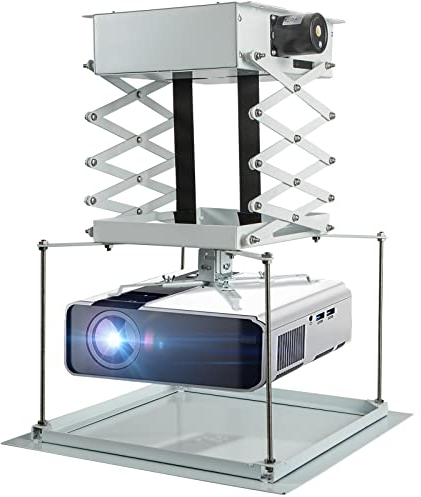 CGOLDENWALL 70cm Elektrische Projektor-Deckenhalterung Projektoraufhängung Projektorhalterung mit Fernbedienung&Doppelmotoren Max.Belastung 48 * 48cm Bodenplatte Bodenplatten&Längenmaße Anpassbar