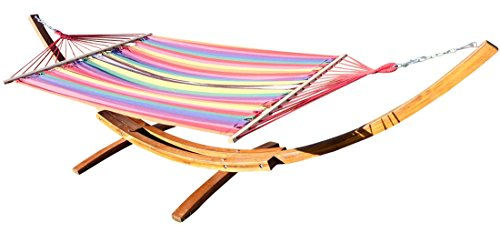 ASS 410cm XXL Hängemattengestell NEGRIL aus Holz Lärche mit bunter Stab Hängematte von AS-S