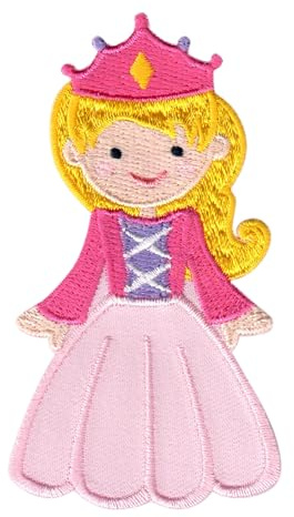 PatchMommy Prinzessin Aufnäher zum Aufbügeln für Kinder, 9 x 5 cm | Gesticktes Bügelbild, Patch & Applikation für Baby- und Kinderkleidung & Rucksäcke – zum Aufbügeln oder Aufnähen