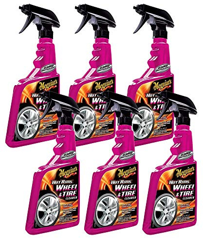 Meguiar's Hot Rims Wheel & Tire Cleaner, Powers Through Brake Dust & Grime – 24 Oz Spray Bottle, 6 Packs