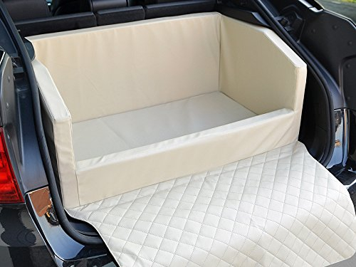 Travelmat PLUS Kofferraum Hundebett fürs Auto 110x90 cm Kunstleder mit orthopädischer Liegefläche creme