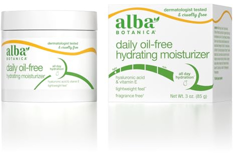 Alba Botanica Daily Oil Free Hydrating Moisturizer, with Hyaluronic Acid and Vitamin E, 3 Oz (Packaging May Vary)