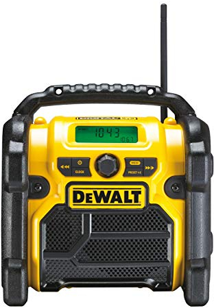 DEWALT Akku- und Netz-Radio/ Baustellen-Radio (DAB(DAB(+)/FM Stereo/FM, für 10,8 - 18 V, 3.5 mm Aux Eingang zum Abspielen externer Geräte, robustes Gehäuse, 1.8 m Kabel), DCR020