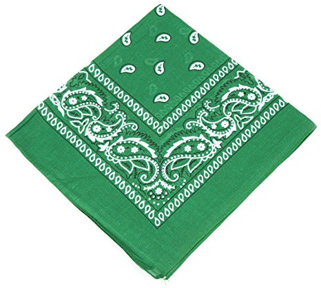 Boolavard® Lot de 1, 6 ou 12 Bandanas 100% Coton, motif Paisley, Couleur au Choix (Vert)
