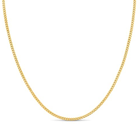 KEZEF 18k 2mm Gold Plated 925 Sterling Silver Necklace Chains Italian Curb Figaro Singapore Popcorn 14-42 Gold Necklace Chain Sterling Silver Necklace for Women Mens Necklace Chain