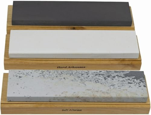 Arkansas Sharpening Stone Set - Wood Mounted 6