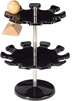 MAUL Stempelträger 14x19x14 cm | Eleganter Stempelhalter in runder Ausführung | Platzsparender Büro Organizer für bis zu 18 Stempel | Ideal für Datumstempel und Firmenstempel | Schwarz