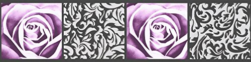 A.S. Création Bordüre - Papierbordüre mit wundervollen Blumen in Schwarz und Lila - auf 5,00 m x 0,13 m je Rolle