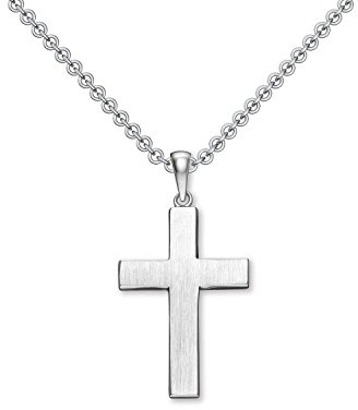 Korskedja silver 925 korskedja inkl. lyxfodral silverhänge äkta silver korskedja utan sten korshänge konfirmation dopkedja FF527 SS925, 26 mm x 18 mm, Sterlingsilver