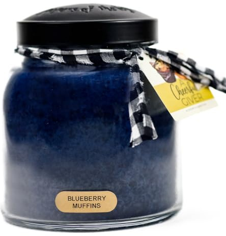 A Cheerful Giver — Blueberry Muffins - 34oz Papa Scented Candle Jar with Lid - Keepers of the Light - 155 Hours of Burn Time, Gift for Women, Blue