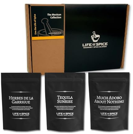 Life of Spice The Mexican Collection BBQ Spice Rub, Salt & Herb Blend | 145g, 3 Unique Recipe Cards, For Fajitas, Burritos, Quesadillas, Chillis and Moles, Great Gift Idea