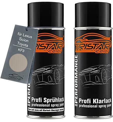 TRISTARcolor Autolack Spraydosen Set für Lexus/Scion/Toyota KF3 Beige Shining Flake Metallic/Burning Gold Metallic Basislack Klarlack Sprühdose 400ml