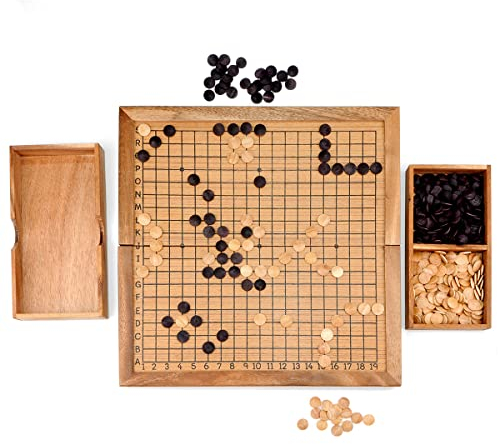 Logica Spiele Art. Go - Strategisches Brettspiel aus Holz - Wiederverschließbare Schachtel - Go Reiseset