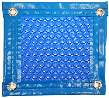 International Pool Protection Manta TÉRMICA (7x3.5m) DE 600 MICRAS ECONÓMICA con Refuerzo EN Todo EL Contorno + Cubierta DE PROTECCIÓN para COBERTOR Solar + ENROLLADOR TELESCÓPICO.