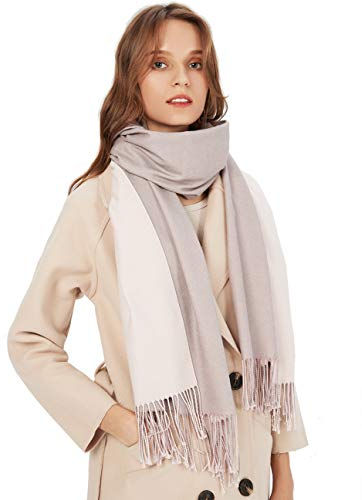 MaaMgic Schal Damen Zweifarbig Stola mit Baumwolle Herbst Winter Mehrfarbige Deckenschal MEHRWEG Pink Pink