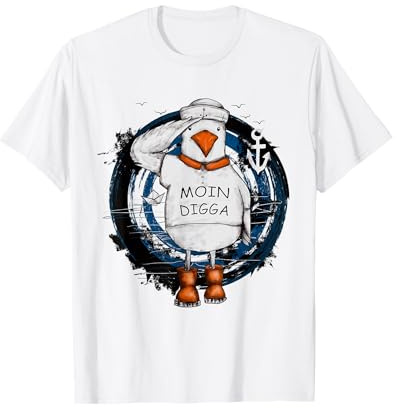 Moin Spruch I Hafen Anker See Meer Segeln T-Shirt