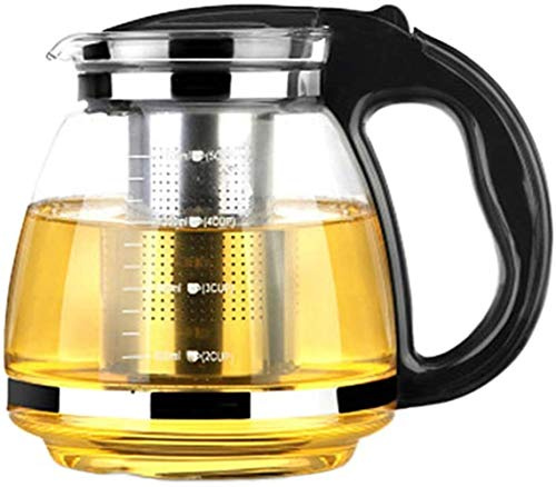 ProLeo Glas tekanna rostfritt stål filterhandtag värmebeständigt 2 000 ml (svart)