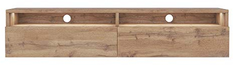 Selsey REDNAW - TV-Schrank/modernes TV-Board für Wohnzimmer, stehend/hängend, 140 cm breit (Wotan Eiche Matt mit LED)