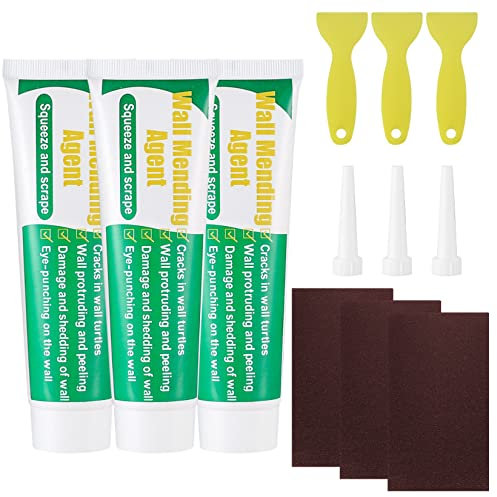 Safe Mend Wall Mending Agent, Wall Mending Agent Repair Cream, Filler for Walls with Scraper, Wall Crack Filler for Nail Holes, Peeling, Graffiti, Stains, Repair Tool (100g*3)