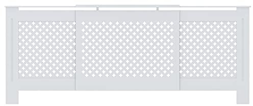 Tidyard Heizkörperverkleidung mit Querlatten Heizungsabdeckung Heizungsverkleidung Heizkörperabdeckung Heizung Abdeckung Heizkörper MDF Weiß 142-205 x 20,5 x 82 cm (B x T x H)