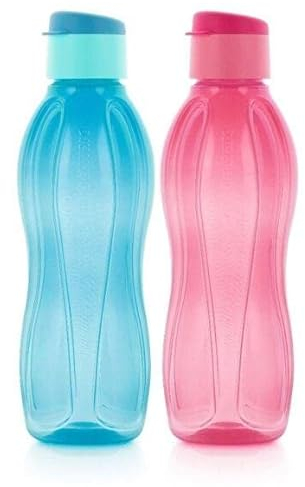 Tupperware Borraccia in plastica con tappo a scatto, 1000 ml, confezione da 2 (multicolore)