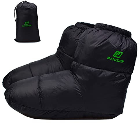 RANDDER Dunstövlar, varma strumpor för kvinnor och män, ultralätta sovstrumpor för camping, backpacking, mjuka och mysiga, campingsovsäck, tält, dun, tofflor, fotvärmare