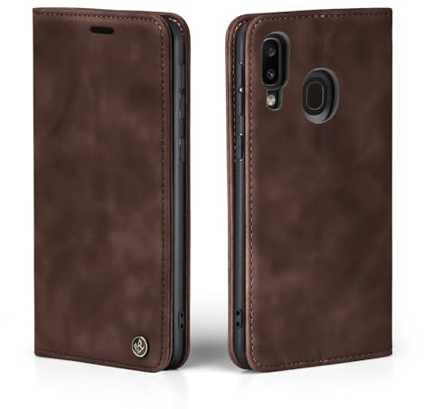 LBH Handyhülle für Samsung Galaxy A40 in Dunkelbraun mit Karten- und Geldfach Smartphone Hülle mit Standfunktion Flip Case Schutzhülle Magnetverschluss Vintage