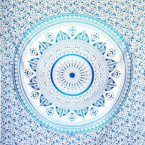 MOMOMUS Beach Towel in XL and XXL Sizes or Sandproof Beach Blanket - Mandala Design, Lightweight, Compact - Sandless Beach Mat, Extra Large Picnic Blanket for the Beach - Blue, 135x210 cm